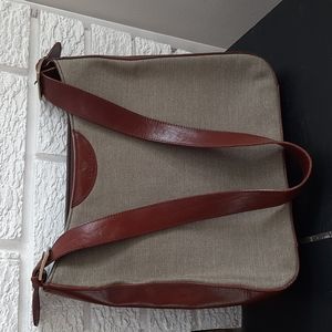 Women's Vintage Claudia Brown Leather Khaki Shoulder Bag Made in Italy
